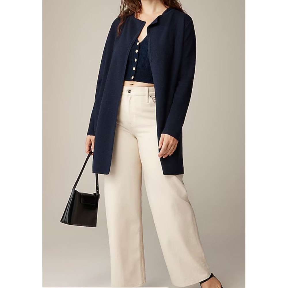 J.Crew NWT Black Juliette‎ Collarless Sweater Blazer Open Front 2X Plus $158